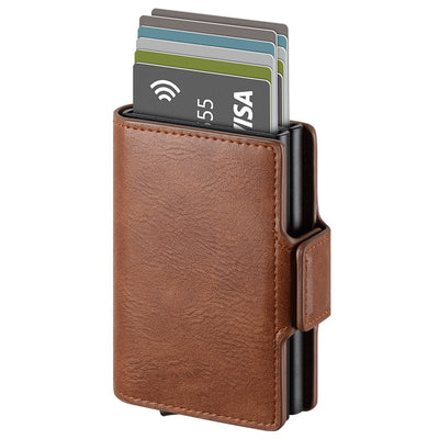 Exuding Self Confidence RFID Dual Aluminum Leather Pop Up Wallet